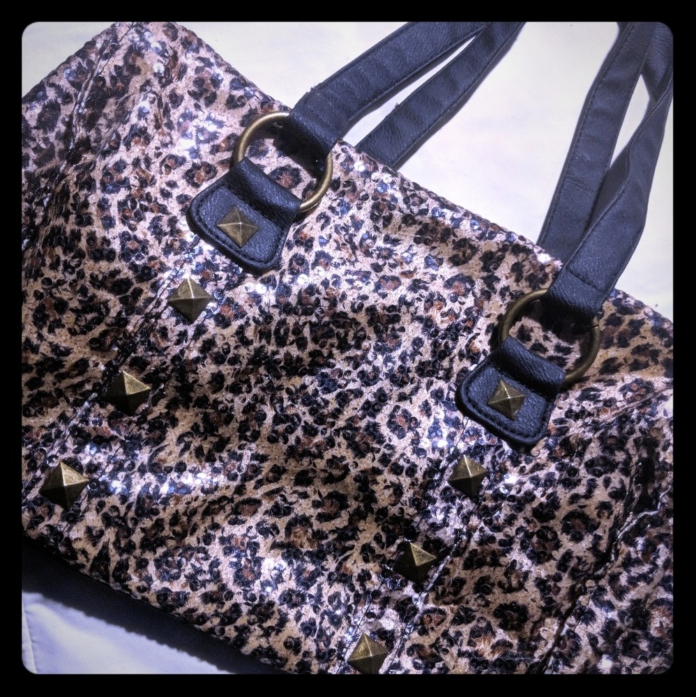 Xhilaration Leopard Sequin Purse